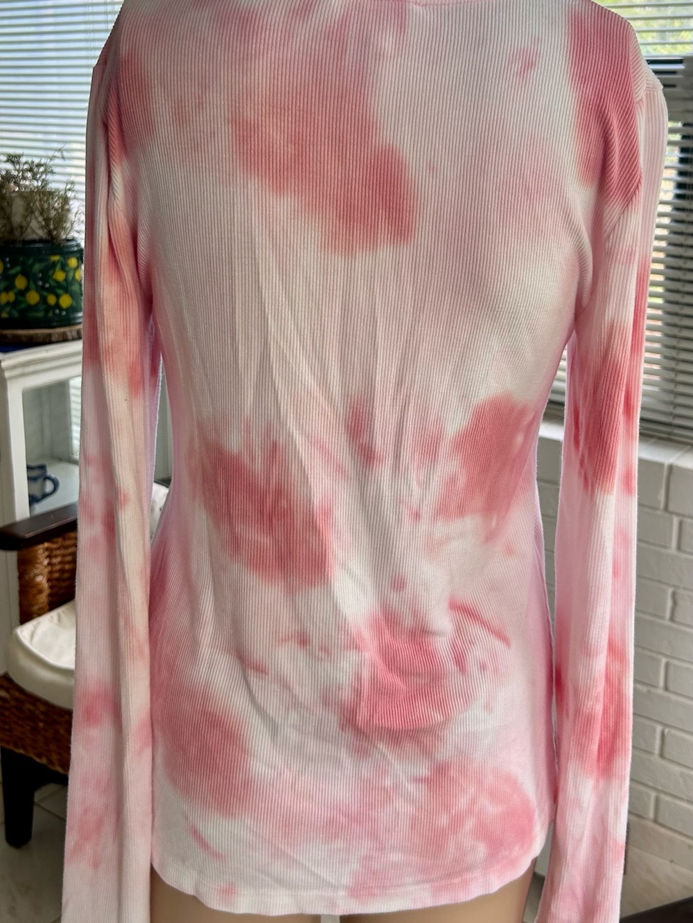 For The Republic Pink Tie-Dye Ribbed Long Sleeve Top